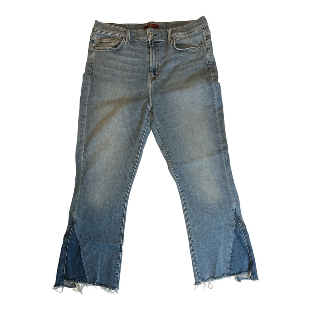 7 For All Man Kind Women's Jeans sz. 32, Flare Leg, Distressed, Y2K, Raw Hem